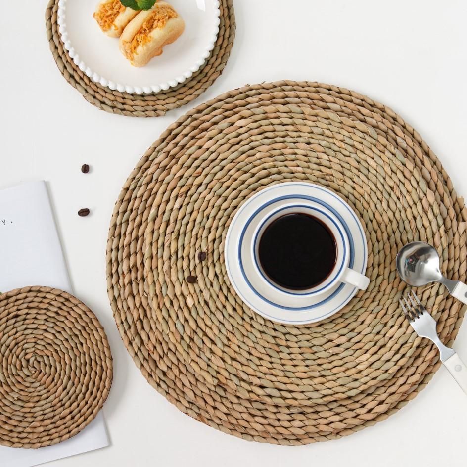 Natural Handmade Grass Weaving Pu Grass Meal Mat Weaving Sand Pot Insulation Mat Cup Mat Tea Mat