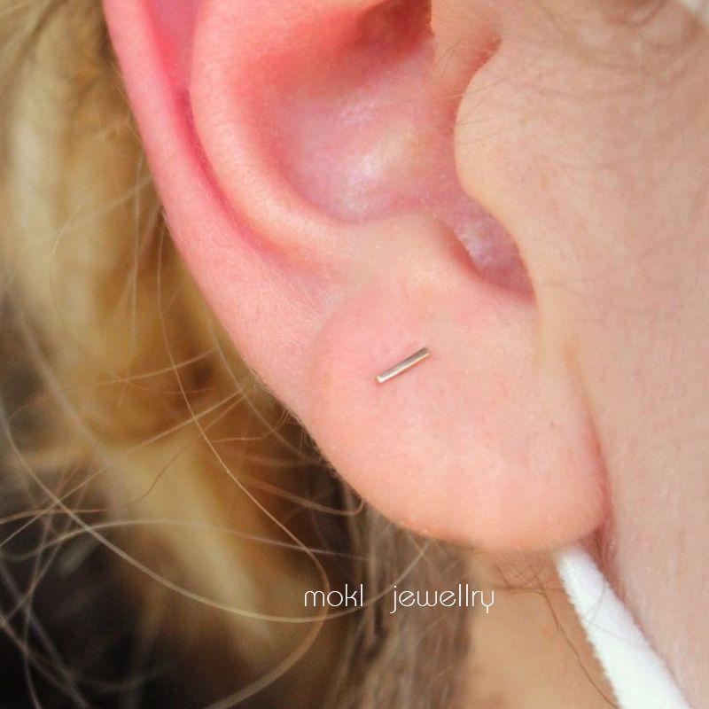 

Daily Simple Women s Fall/Winter Sterling Silver S925 Invisible Stud Earrings Silver cylindrical pair