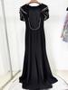2025 European & American Designer Rhinestone Ruffle Sleeve Backless Floor-Length Gown