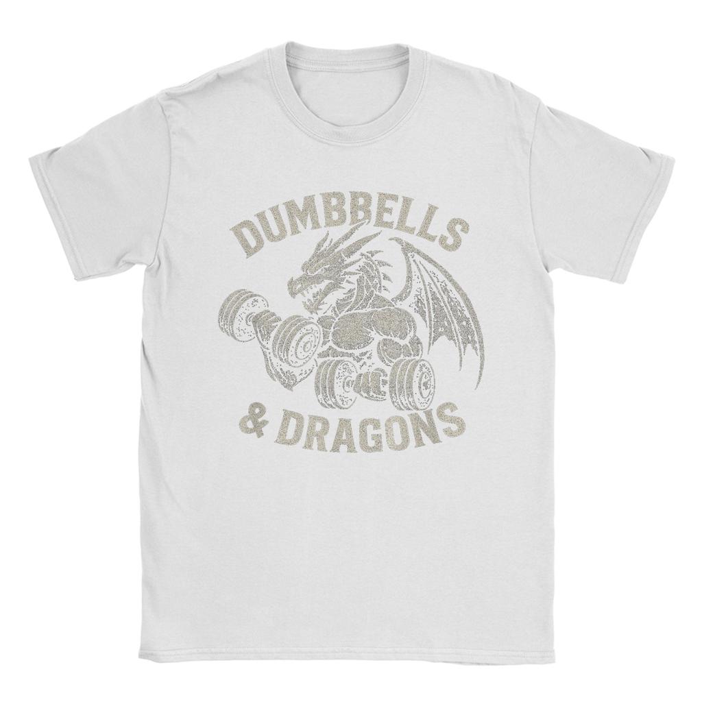 Dumbbells and Dragons Fitnessstudio T-Shirt für Unisex Lässiges Baumwoll-T-Shirt Geschenkidee Unisex Kleidung Damen Kleidung Sommer Neues T-Shirt