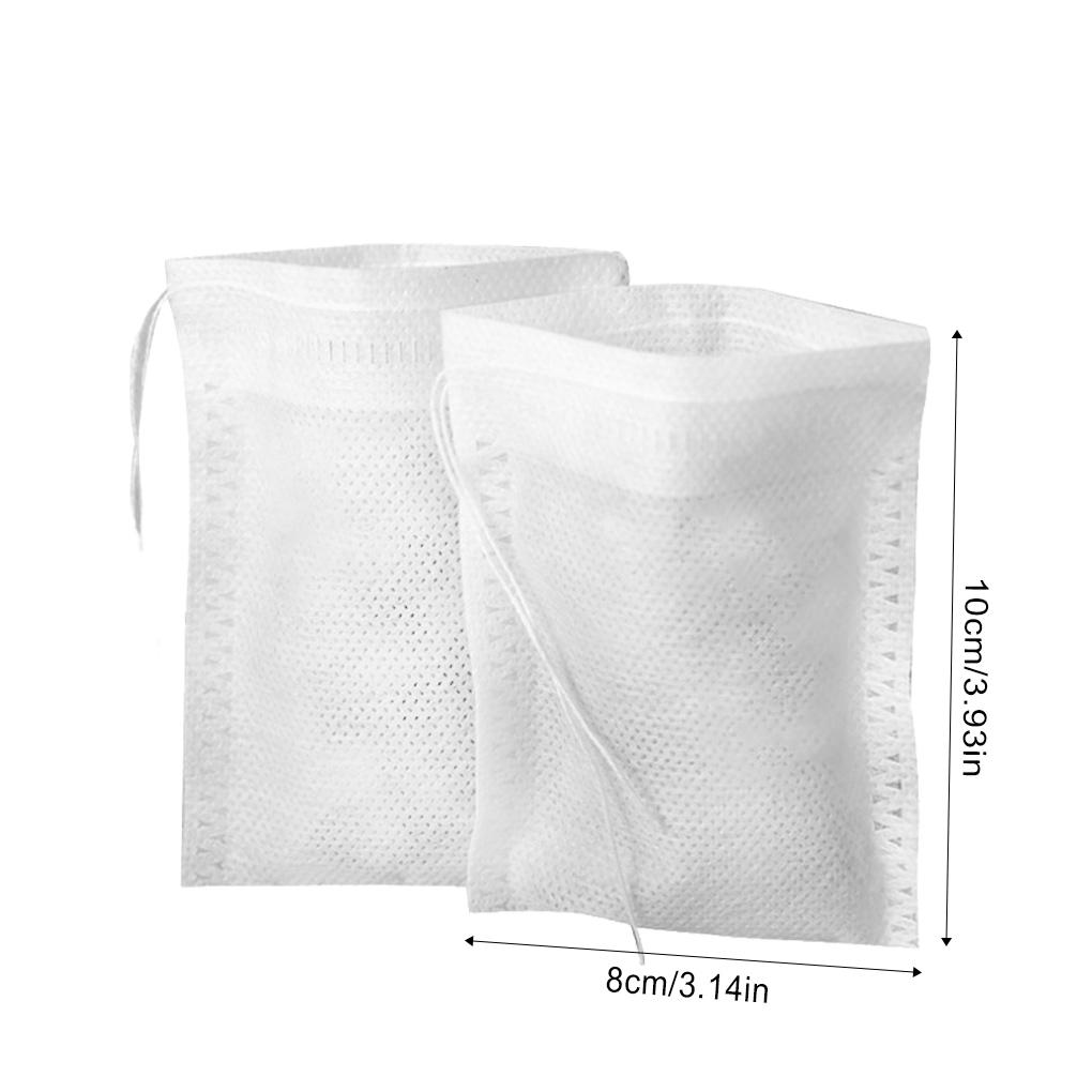 100 Pieces Tea Coffee Drawstring Bags Non-Woven Fabric Breathable Portable Spice Herb Mesh Pouches DIY Crafting Supplies