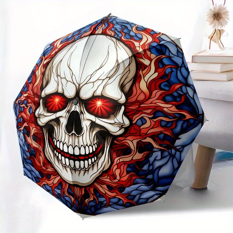 Stained Glass Skull with Fiery Background Wall Art Decor Umbrella, Christmas Gift Y177