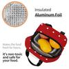 White Hearts Pattern On Red Background Lunch Bags Portable Insulated Cooler Thermal Picnic Travel Lunch Box for Women Children