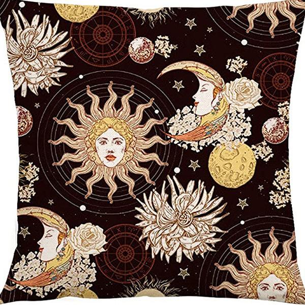 Tarot Printed Line Pillow Cover Moon Star Home Bedroom Sofa Pillow Cushion Cover