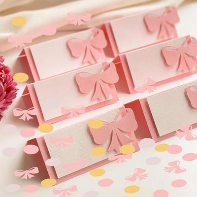 500PCS Pink Bow Confetti Bow Party Confetti Ona zkouší Knot Table Scatter konfety pro Dívku s motivem Bow Birthday Baby Shower Party Decor Potřeby