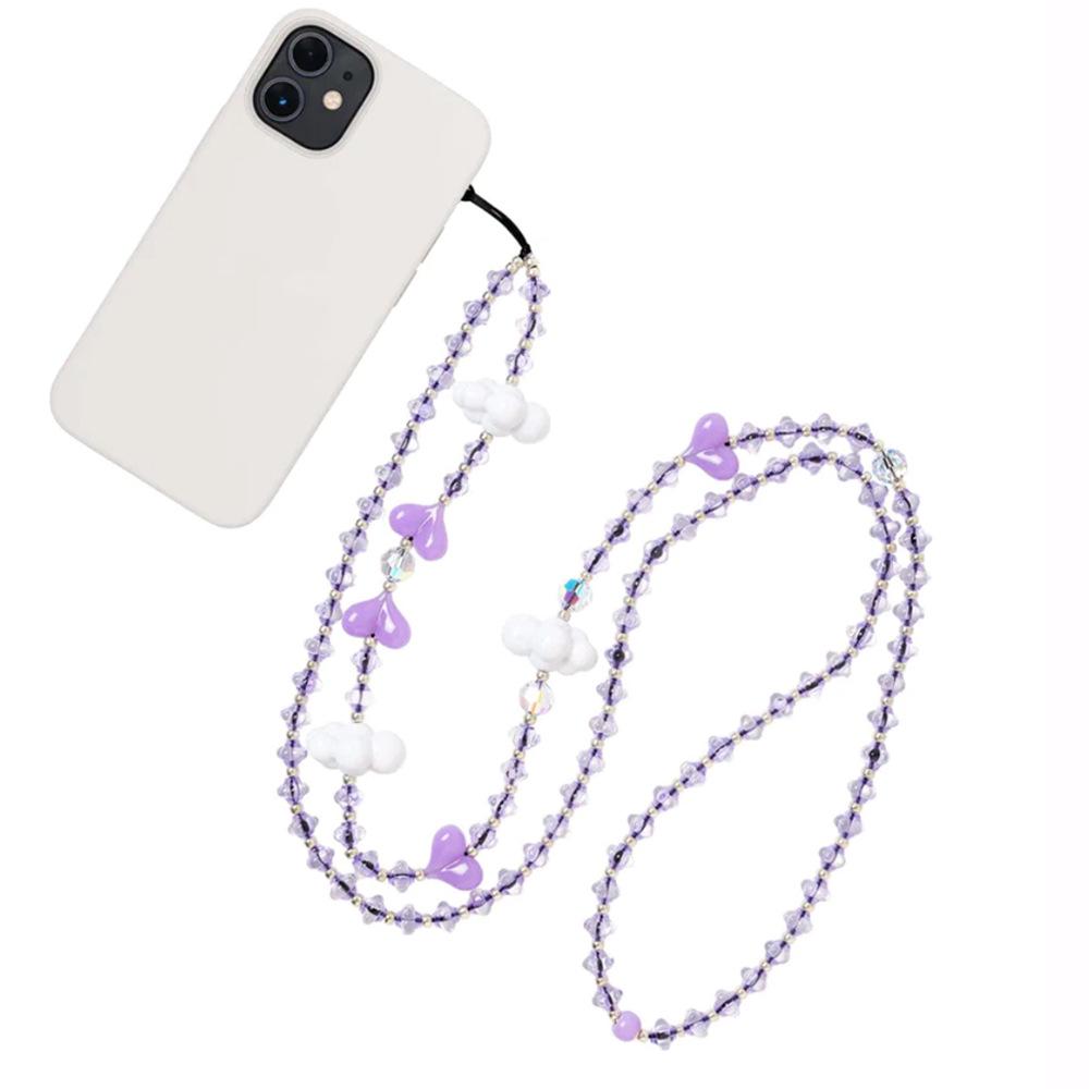 KKBEAD Heart and Cloud Crossbody Lanyard: Japanese and Korean Style Mobile Phone Chain Pendant Jewelry