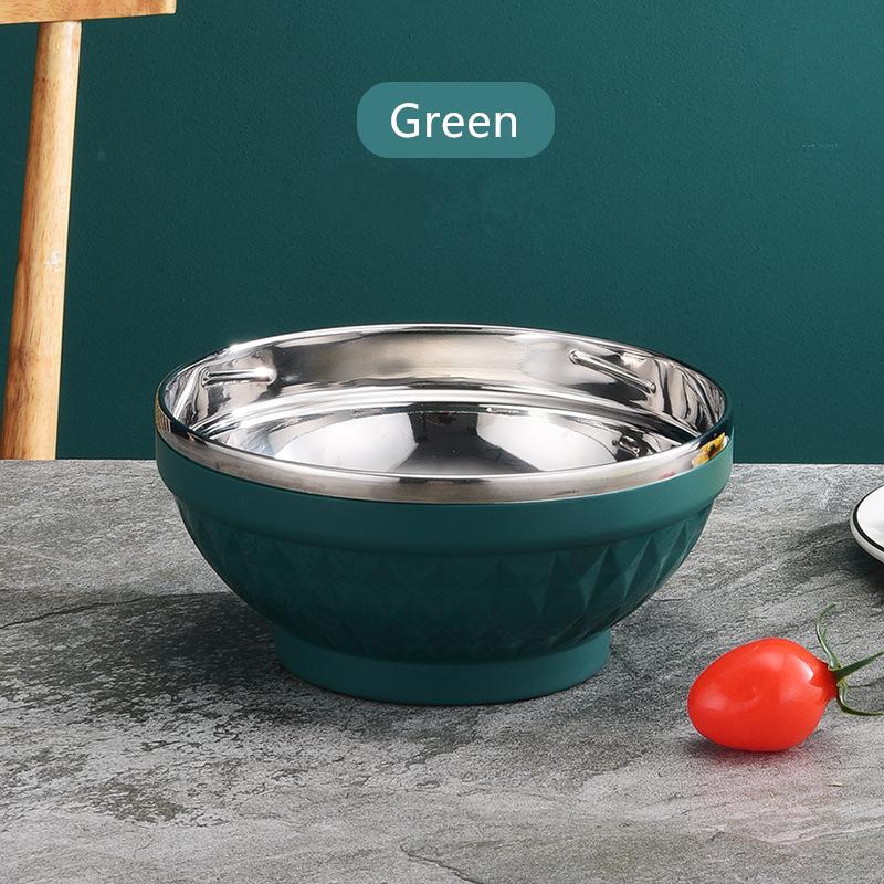 

Утолщенная нержавеющая сталь нескользящая миска для супа детская посуда салатница лапша контейнер для еды столовая посуда кухонная утварь зелёный