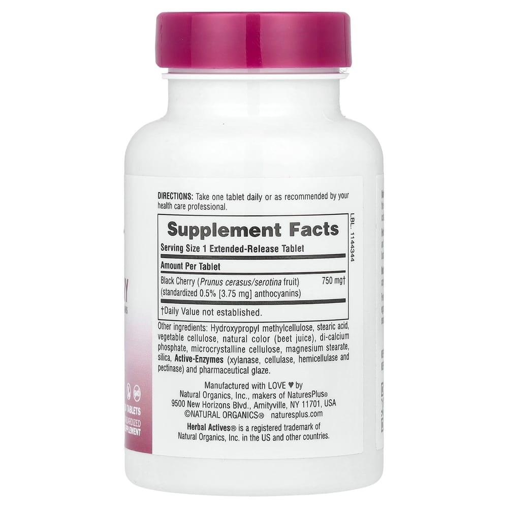 NaturesPlus Herb Active Black Cherry 750mg 30 Tablets