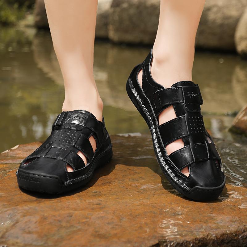 Letní pánské sandály Ručně vyráběné kožené Turistické Outdoorové Plážové boty Módní a ležérní sandály Pánské letní boty Sandály