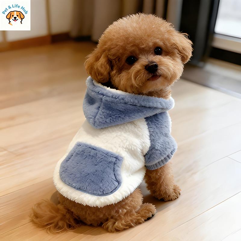 Dog clothes, warm in autumn and winter, hooded sweaters can lead small dogs, cats, pets, fleece jackets, pet supplies