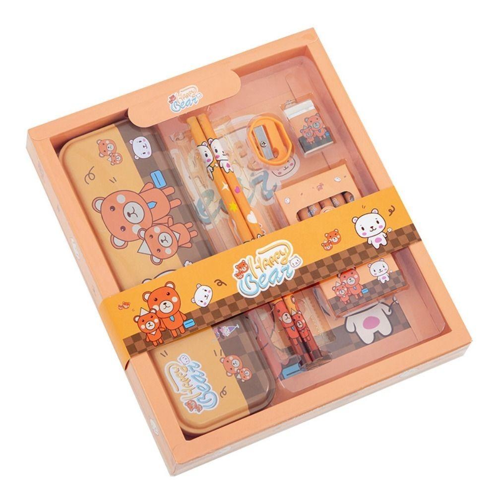 Rulers Pencil Eraser Set Colored Crayons Stationery Gift Box Study Stationery Set  School Supplies