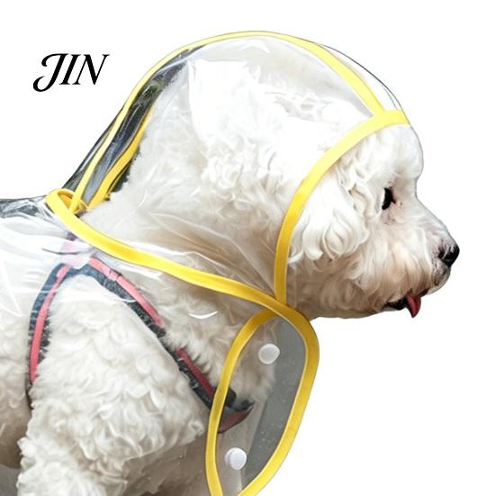 Dog Raincoat with Hood Clear Poncho, Waterproof EVA Rain Suit for Small Medium Dogs, Rainy Day Coat Pet Jacket And Leash Hole, Teddy Bichon