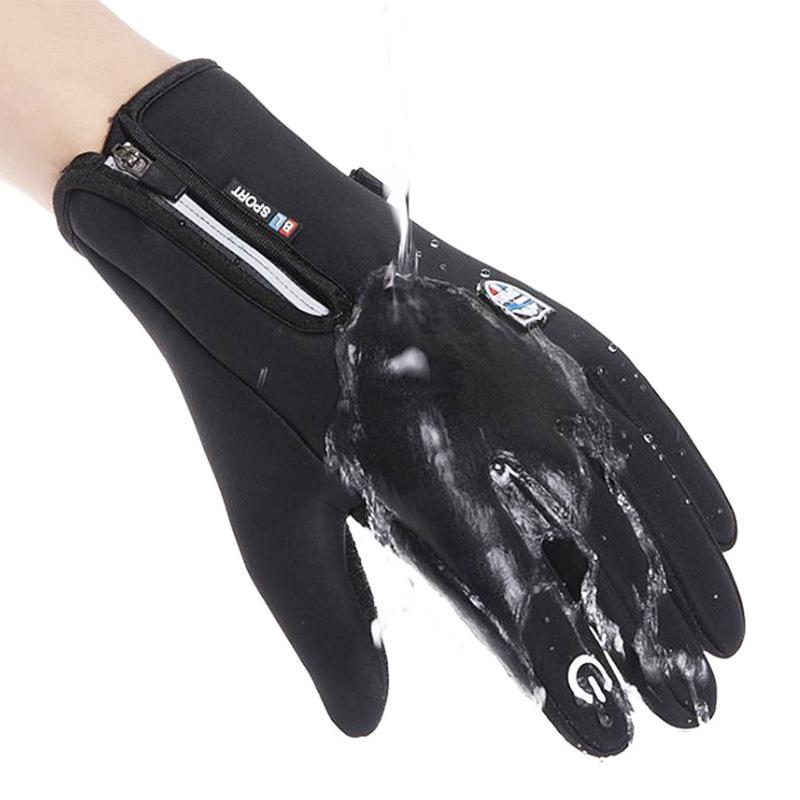 Cycling touch screen autumn and winter fleece warm non-slip men's and women's windproof fleece gloves