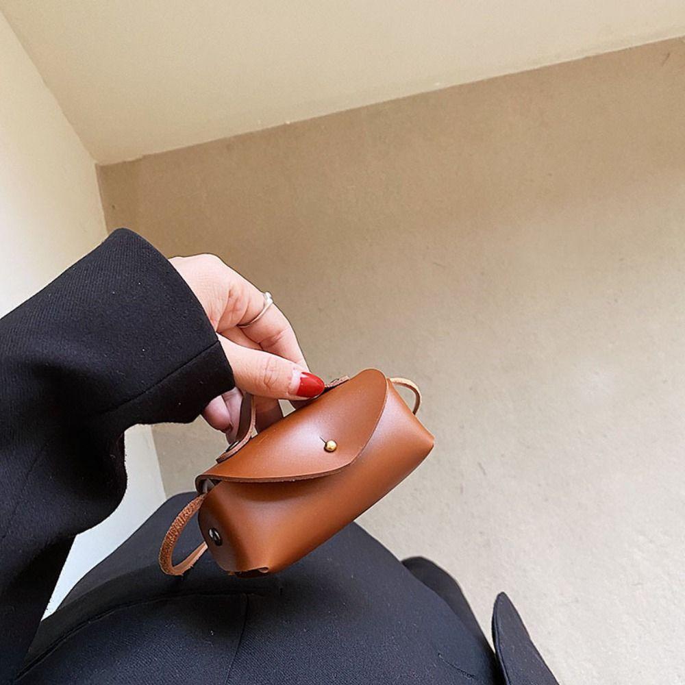 Retro PU Leather Mini Crossbody Bag Small Horizontal Coin Purse Solid Color Lipstick Bag