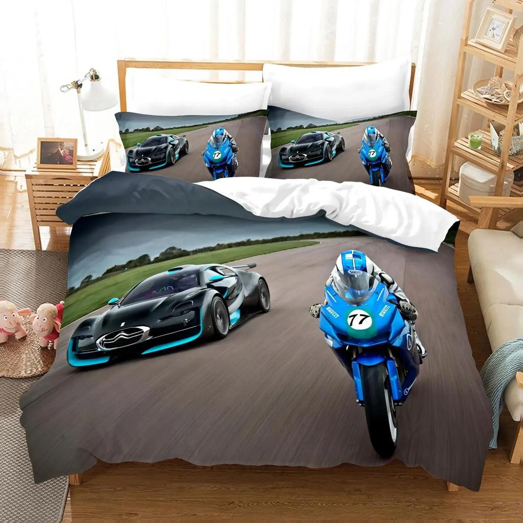 3D Printed Motorcycle Fashion Artistic Comfortable Duvet Cover Pillowcase Bedding Set Children Bedroom Decoration Home Textile