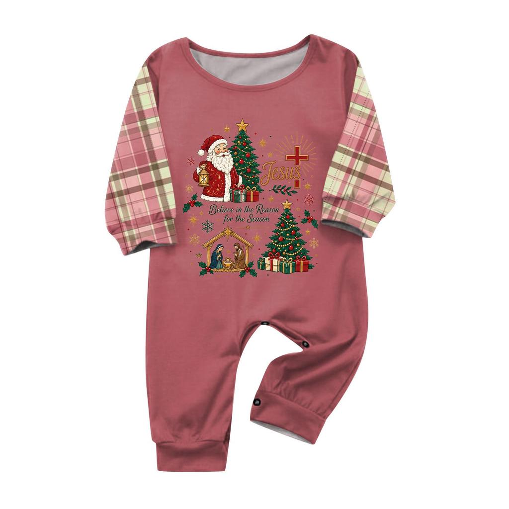 Christmas Print Long Sleeve Pants Family Matching Pajama Set Loungewear for Adults and Kids