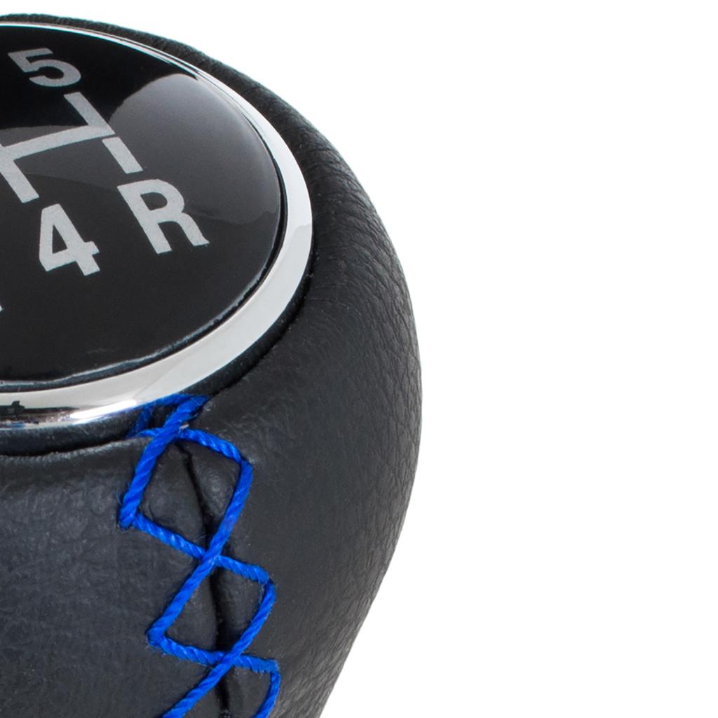 Peugeot 206 / 206+ Gear Shift Knob BLACK LEATHER + BLUE THREAD 5 SPEED