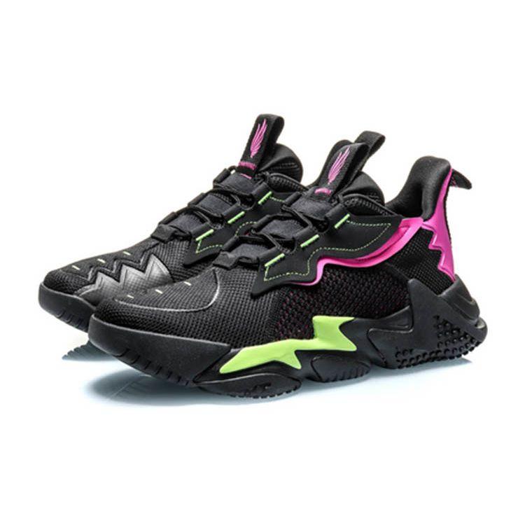 Li Ning CF Sports Comfortable Shock Absorption Non-Slip Wear-Resistant Low-Top Casual Shoes Men Casual Shoes Black Purple AGLQ079-3