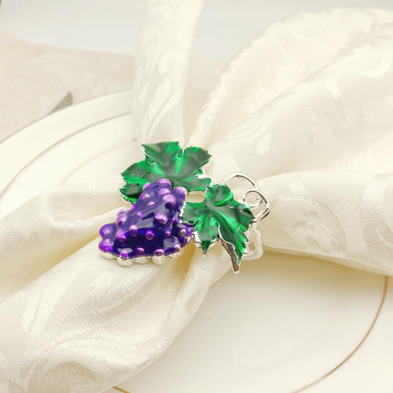 6pcs/lot Hotel Napkin Ring Western Food Fruit Grape Napkin Ring Napkin Button Wedding Valentine's Day Table Decoration