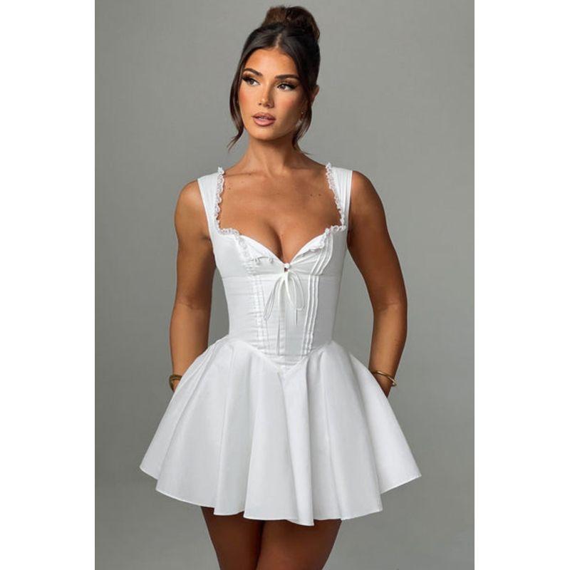 Moonlight Dance French Style First Date Pure Desire Style Sweet Girl Lace Edge Suspender Skirt Waist-Tight Slim Looking Short a Words Dress