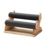 Wooden Jewelry Display Stand | Stepped Support Structure, Bracelet Holder with Padded Rods, for