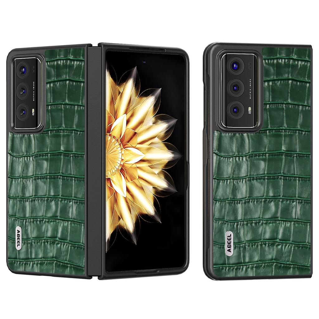 ABEEL For Honor Magic V2 5G Genuine Cow Leather+PC Cover Crocodile Texture Shockproof Phone Case