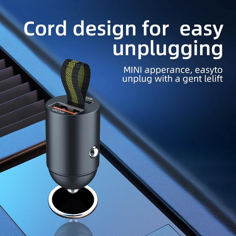 30W Mini USB Car Charger Super Fast Charging Type-C PD Quick Charge Car Mobile Phone Charger Adapter For iPhone Huawei Samsung