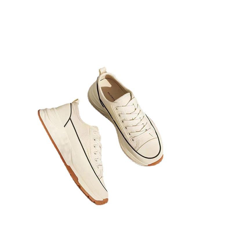 Płócienne buty damskie platforma buty Forrest Gump mały zapach wiatru damskie buty nowe wiosna i jesień rekreacyjne sportowe małe białe buty muffin