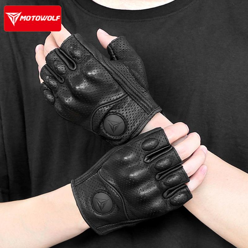 Motorcycle Fingerless Gloves Winter Summer Motocross Protective Gear Touch Screen Gloves  Leather Touchscreen Motocross Gloves
