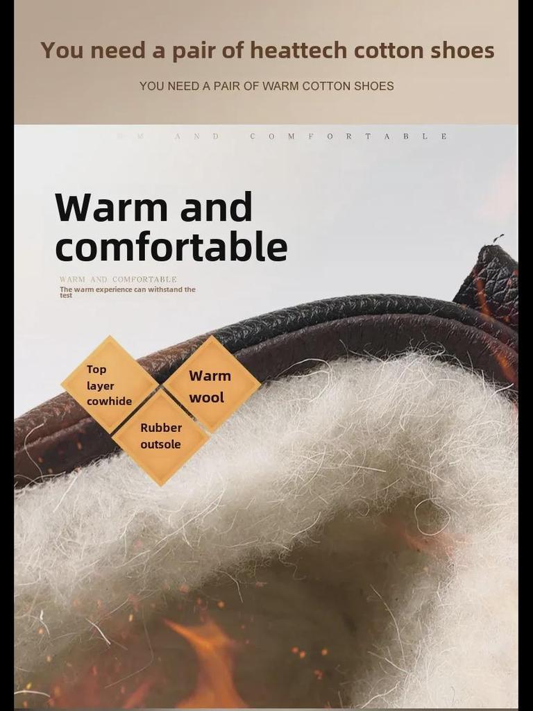 Neue Herren Britische Retro High-Top Lederschuhe - Warme, Dicksohlige, Samtgefütterte Lässige Winterstiefel