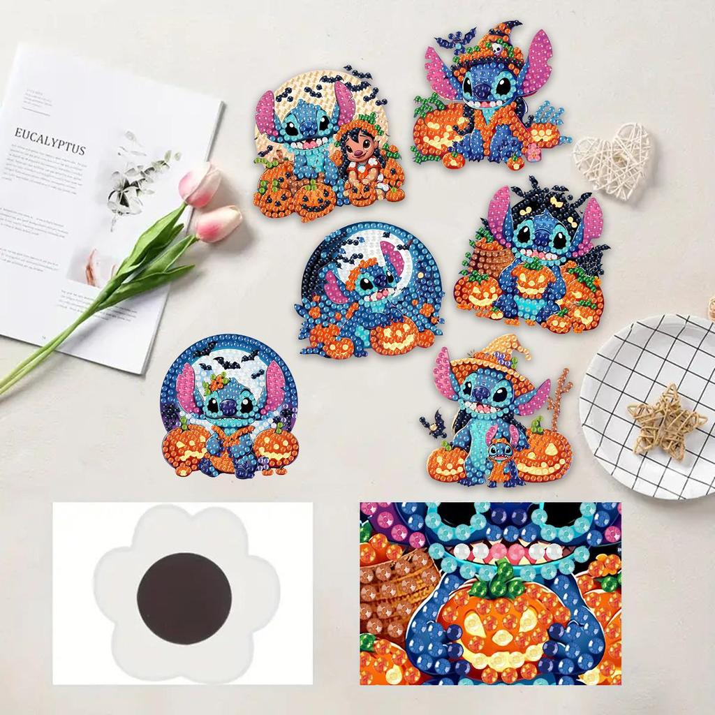 6Pcs Halloween Series Diamond Art Fridge Magnet Diamond Painting Refrigerator Magnet Diamond Painting Fridge Magnet for Adults Beginners