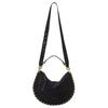Isabel Marant Oskan Adjustable Detachable Shoulder Strap Studded Suede Calfskin Shoulder Crossbody Handbag Women handbag Black BF0066FAB2C03M01BK