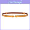 Leather Womens Skinny Belt With Round Metallic Buckle For Casual Outfits