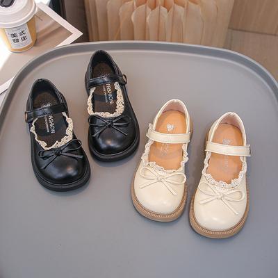 Mädchen Lederschuhe mit einfachen Schleifen Kinder Prinzessinnenschuhe Vielseitige weiche Sohle 2025 Frühling Herbst Neu Kinder Ballerinas Runde Zehen
