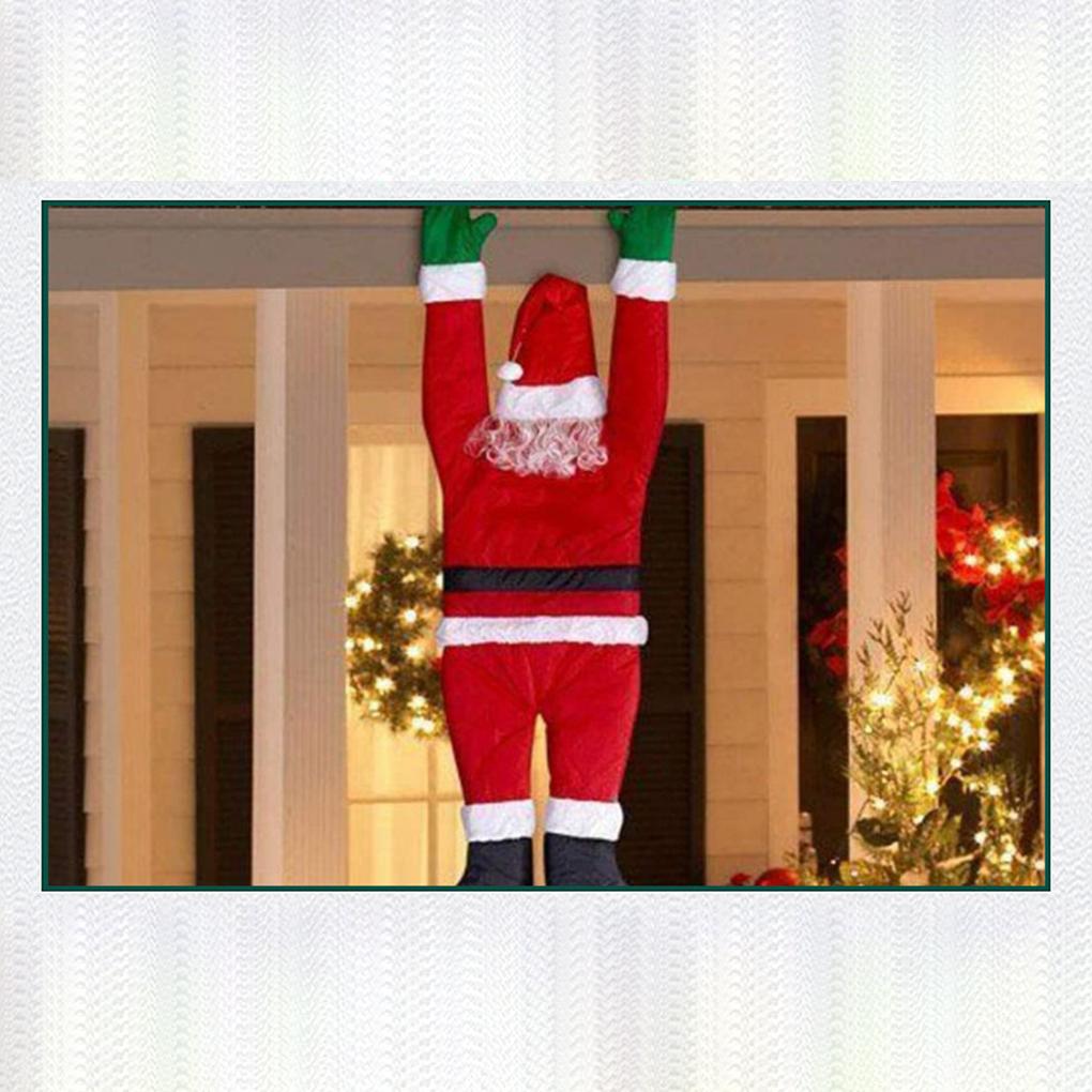 Outdoor Santa Claus Ornaments Cute Climbing Santa Claus Decoration For Porches And Trees Durable
