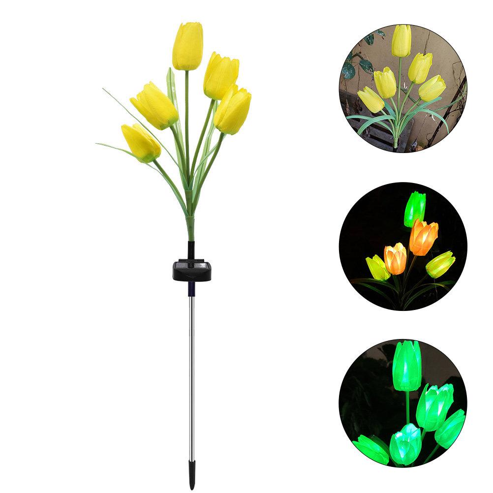 Solar Landscape Lights Outdoor Garden Lawn Lamp Tulips Pathway Flower for Outside