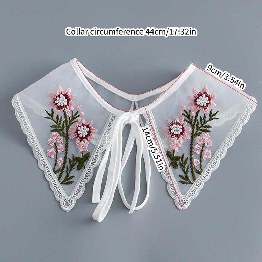 Women False Collar Embroidery Blouse Top Collar Elegant Fake Collar Shawl Wrap Universal Party Dress Clothes Accessories