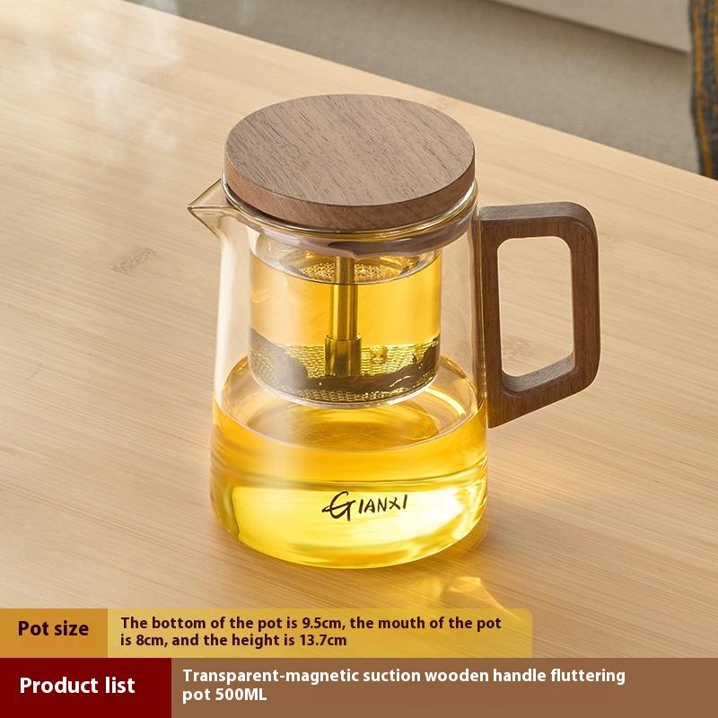GIANXI 500ML Lid Magnetic Suction Teapot High Temperature Resistant Glass Kettle One Touch Tea Pot Tea Brewing Kettle Tea Set
