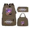 Primary and secondary school students schoolbag three-piece set, animation cartoon personalized printing backpack, casual pencil bag, meal bag