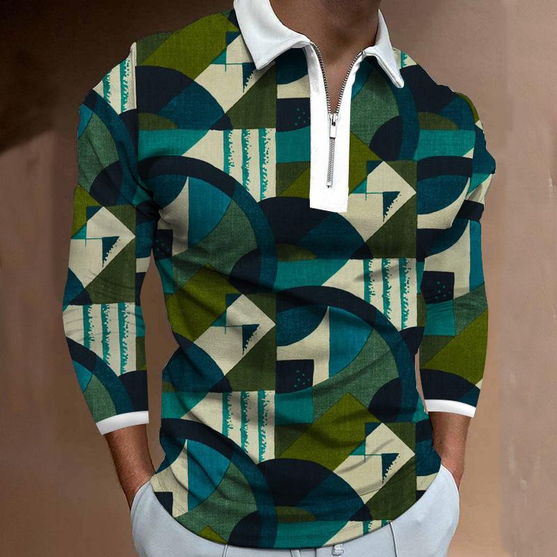 Trendy Men's Long Sleeve Polo Shirt, Stylish Design for Daily Wear