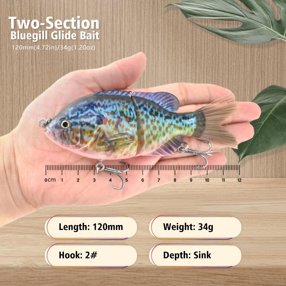 125Mm Plastic Silk Tail 2 Sections Sunfish Simulation Multi-Section Bait S Type Flexible Underwater Swimming Luya Bait