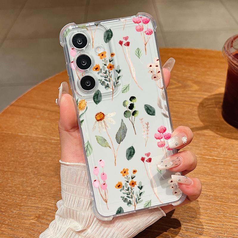 Colorful Flowers Pattern Phone Case For Samsung Galaxy S26 S25 S24 S23 Ultra S22 Plus S21 S24 S25 FE Clear Shockproof Soft Cover