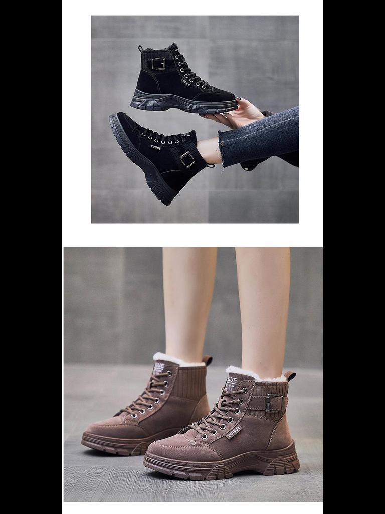 2024 Winter Korean Velvet Martin Boots for Female Students - Warm, Thickened Short Street Boots