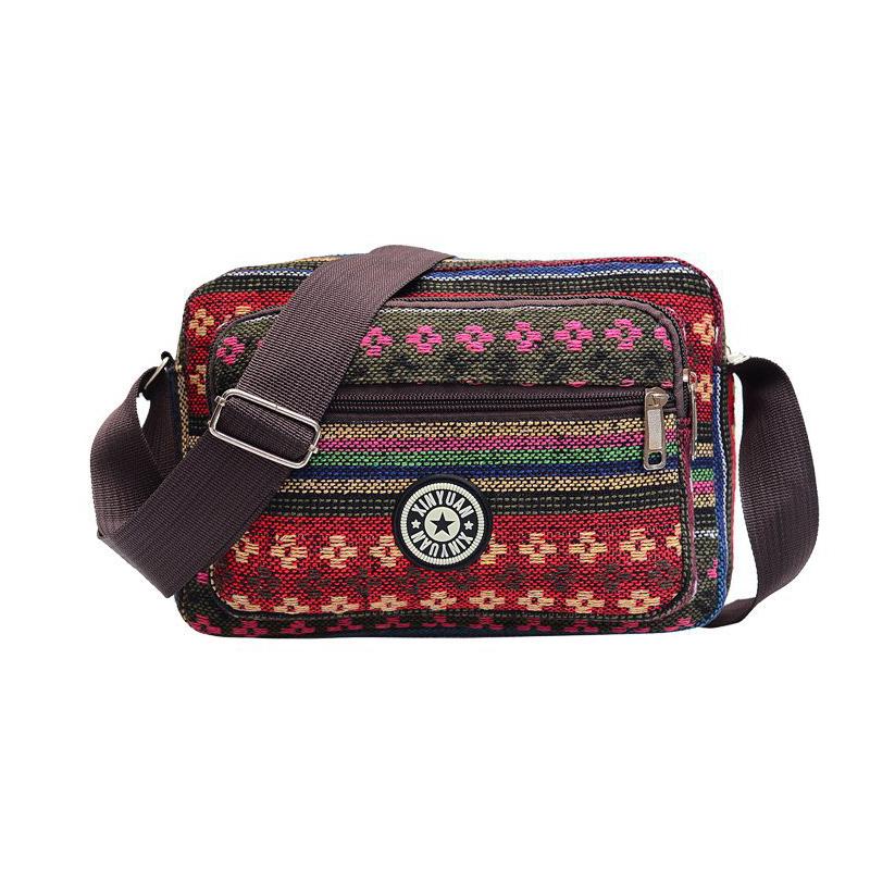 Boho Ethnic Pattern Nylon Crossbody Bag Lightweight Casual Women's Shoulder Bag