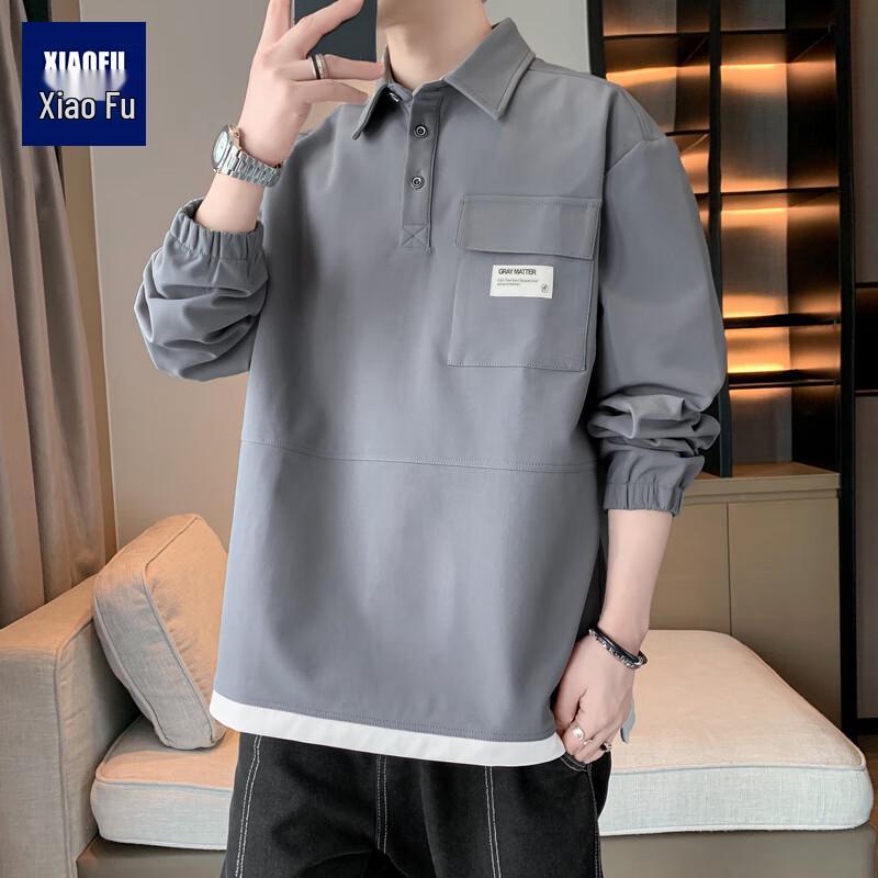 

Мужская повседневная рабочая толстовка поло с длинным рукавом 7XL