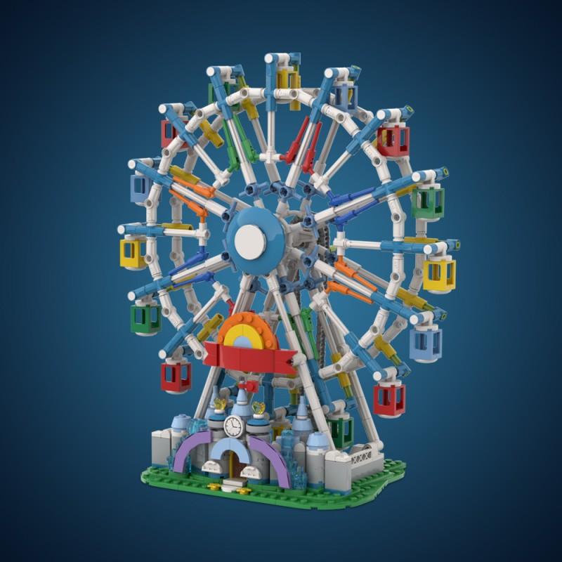 MOC Drehbares Riesenrad Modell Baustein Vergnügungspark Street View Ziegel Montage DIY Spielzeug für Kinder Weihnachtsgeschenke