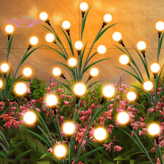 

2 шт. садовые солнечные лампы, водонепроницаемость IP65, высокая яркость, простая установка, светлячки на солнечных батареях