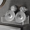 Wall Mounted Storage Rack Stable Draining Basket Convenient Suction Cup Shelf  Bathroom