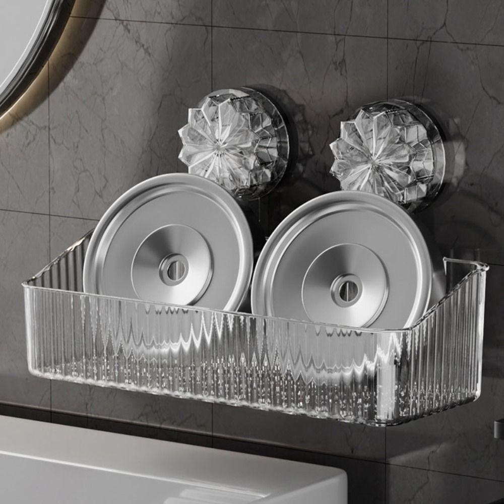 Naścienny Stojak do Przechowywania Stabilny Kosz Ociekowy Wygodna Półka z Przyssawkami Łazienka