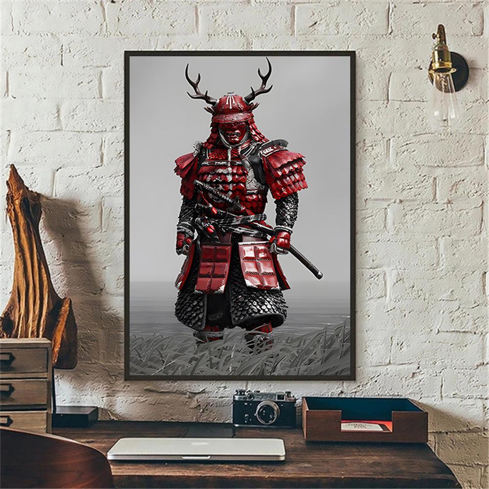 

Японский Самурай Холст Плакат Современный Домашний Диван Фон Настенная Живопись Печать Фотографии Спальня Гостиная Декор Фреска Подарок 50X70cm Unframed